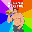 Sexy Man Happy Birthday Cake Confetti-exploding Greetings Card