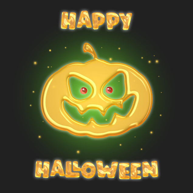 Golden Pumpkin Happy Halloween Confetti-exploding Greetings Card