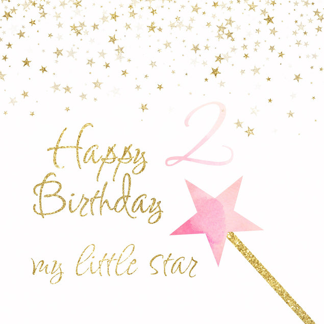 Magic Wand Happy 2nd Birthday Star Confetti-exploding Greetings Card