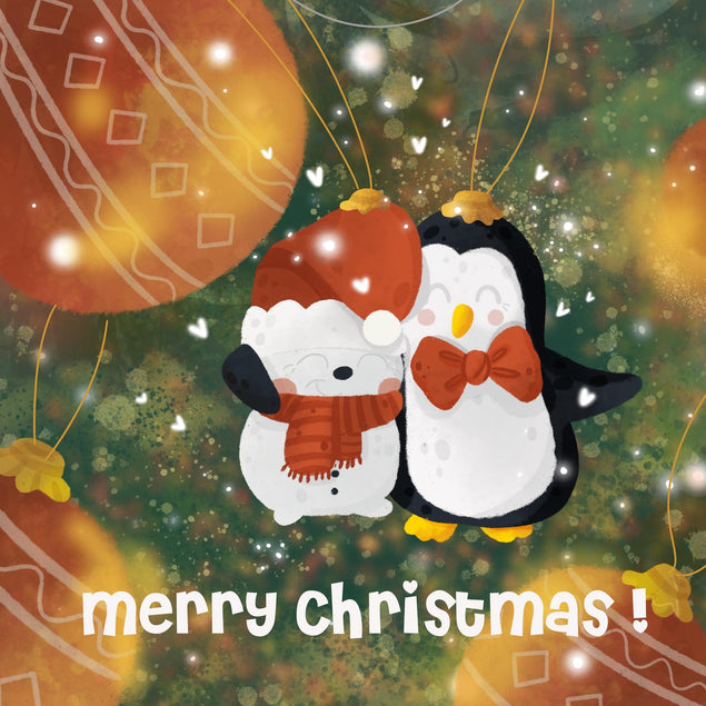 Penguins First Christmas Together Confetti-exploding Greetings Card