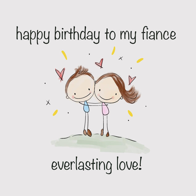 Happy Birthday Fiance Couple Hugging Confetti-exploding Greetings Card