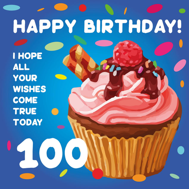 Sweet Cupcake Happy 100th Birthday Confetti-exploding Greetings Card