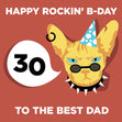 Rockin' Cat Happy 30th Birthday Dad Confetti-exploding Greetings Card
