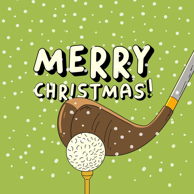 Merry Christmas Golf In Green Confetti-exploding Greetings Card