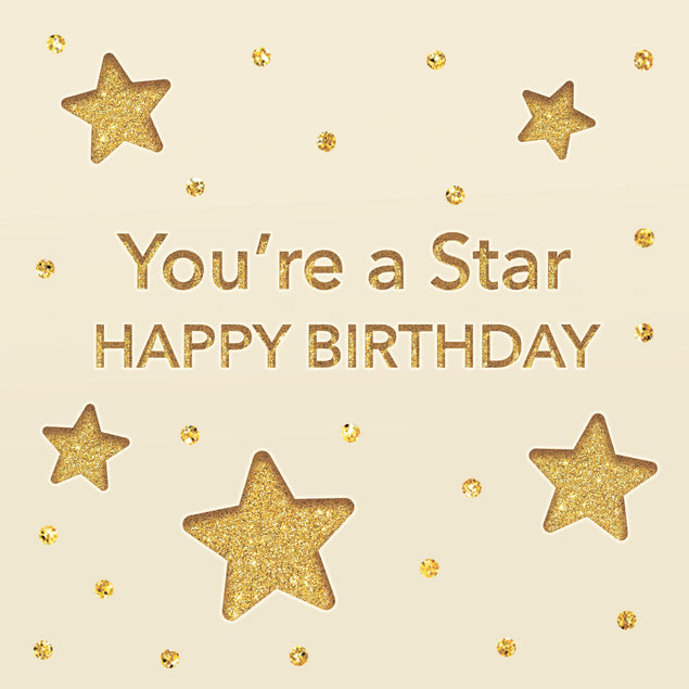 Happy Birthday Shiny Star Confetti-exploding Greetings Card