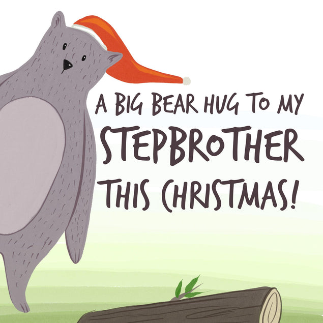 A Big Bear Hug To My Step Brother Christmas Confetti-exploding Greetings Card
