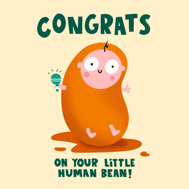 Little Human Bean New Baby Confetti-exploding Greetings Card