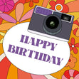 Happy Birthday Camera And Flowers Confetti-exploding Greetings Card