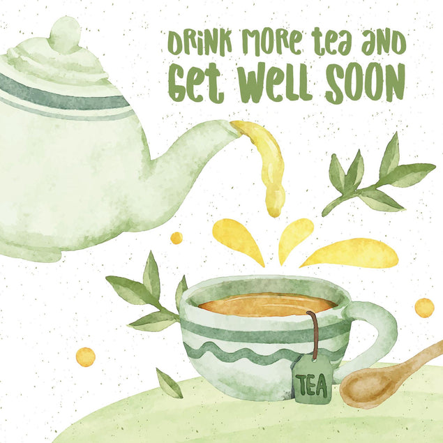 Drink More Tea And Get Well Confetti-exploding Greetings Card