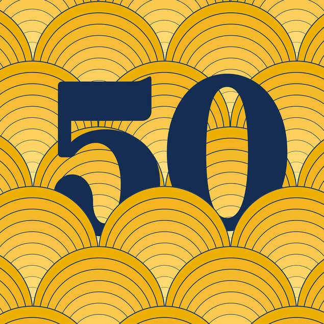 Happy 50th Birthday Yellow Circles Confetti-exploding Greetings Card