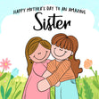 Happy Mother's Day Sister Cute Girls Hugging Confetti-exploding Greetings Card