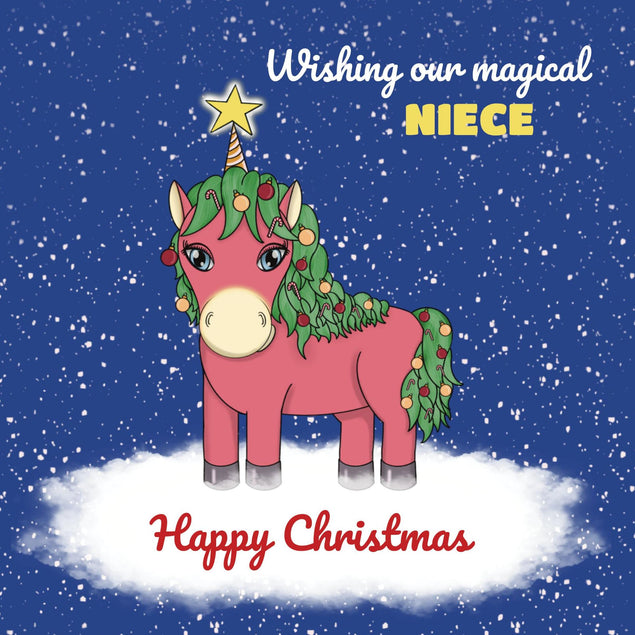 Christmas Unicorn Magical Niece Confetti-exploding Greetings Card