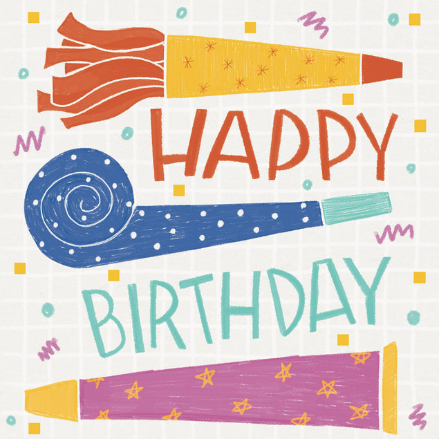 Painted Happy Birthday Fifes Confetti-exploding Greetings Card