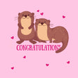 Congratulations Otter Couple And Hearts Confetti-exploding Greetings Card