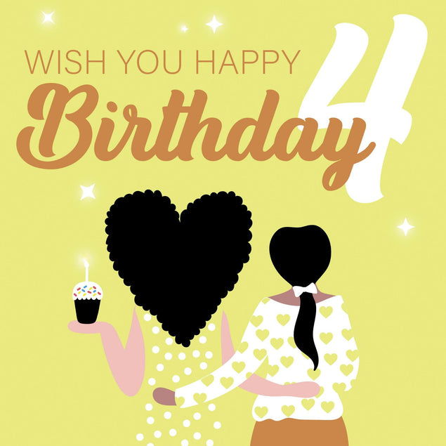 Wish You Happy 4th Birthday Confetti-exploding Greetings Card