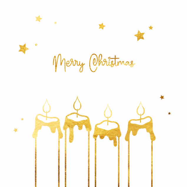 Merry Christmas Golden Candles And Stars Confetti-exploding Greetings Card