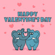 Cute Elephant Couple Valentine's Day Confetti-exploding Greetings Card