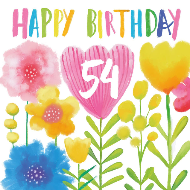Delicate Flowers Happy 54th Birthday Confetti-exploding Greetings Card