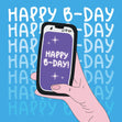 Happy B-Day Smartphone Confetti-exploding Greetings Card