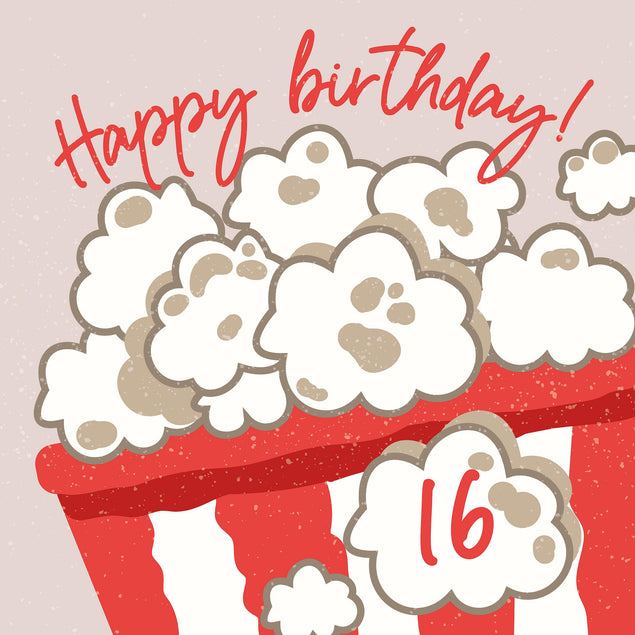 Happy 16th Birthday Popcorn Confetti-exploding Greetings Card