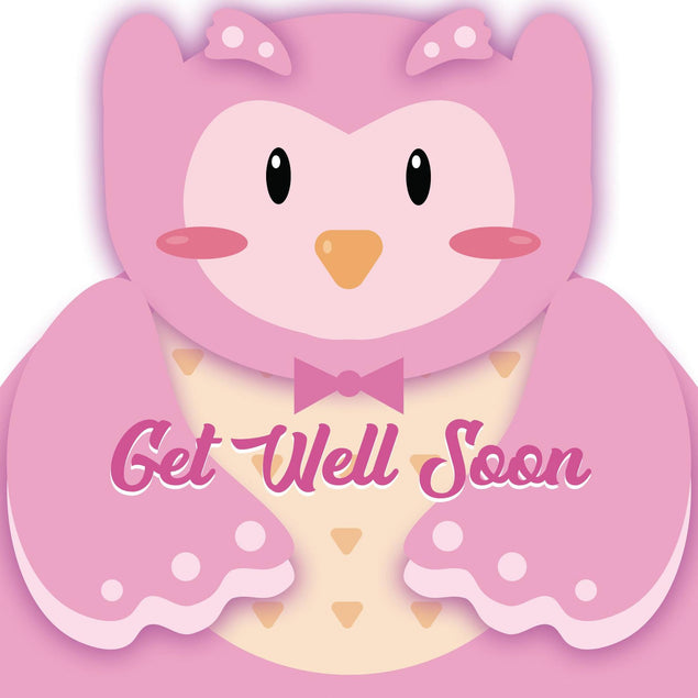 Get Well Pink Owl Confetti-exploding Greetings Card