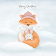 Merry Christmas Cute Fox And Adorable Bunny Confetti-exploding Greetings Card