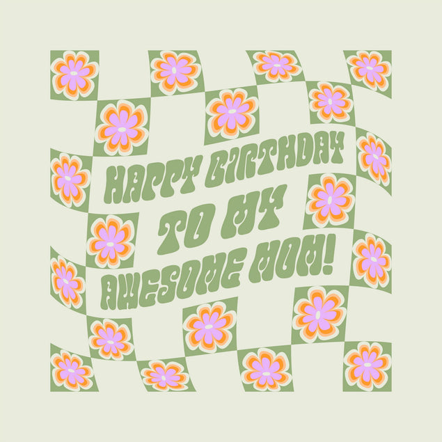 Happy Birthday Mom Hippie Flowers Confetti-exploding Greetings Card