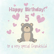 Cute Teddy Bear Happy 5th Birthday Grandchild Confetti-exploding Greetings Card