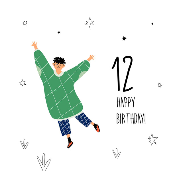 Cheerful Teenager Happy 12th Birthday Confetti-exploding Greetings Card