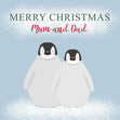 Penguins Merry Christmas Mum And Dad Confetti-exploding Greetings Card