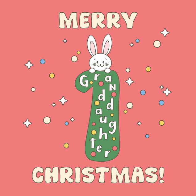 Merry 1st Christmas Granddaughter Cute Rabbit Confetti-exploding Greetings Card
