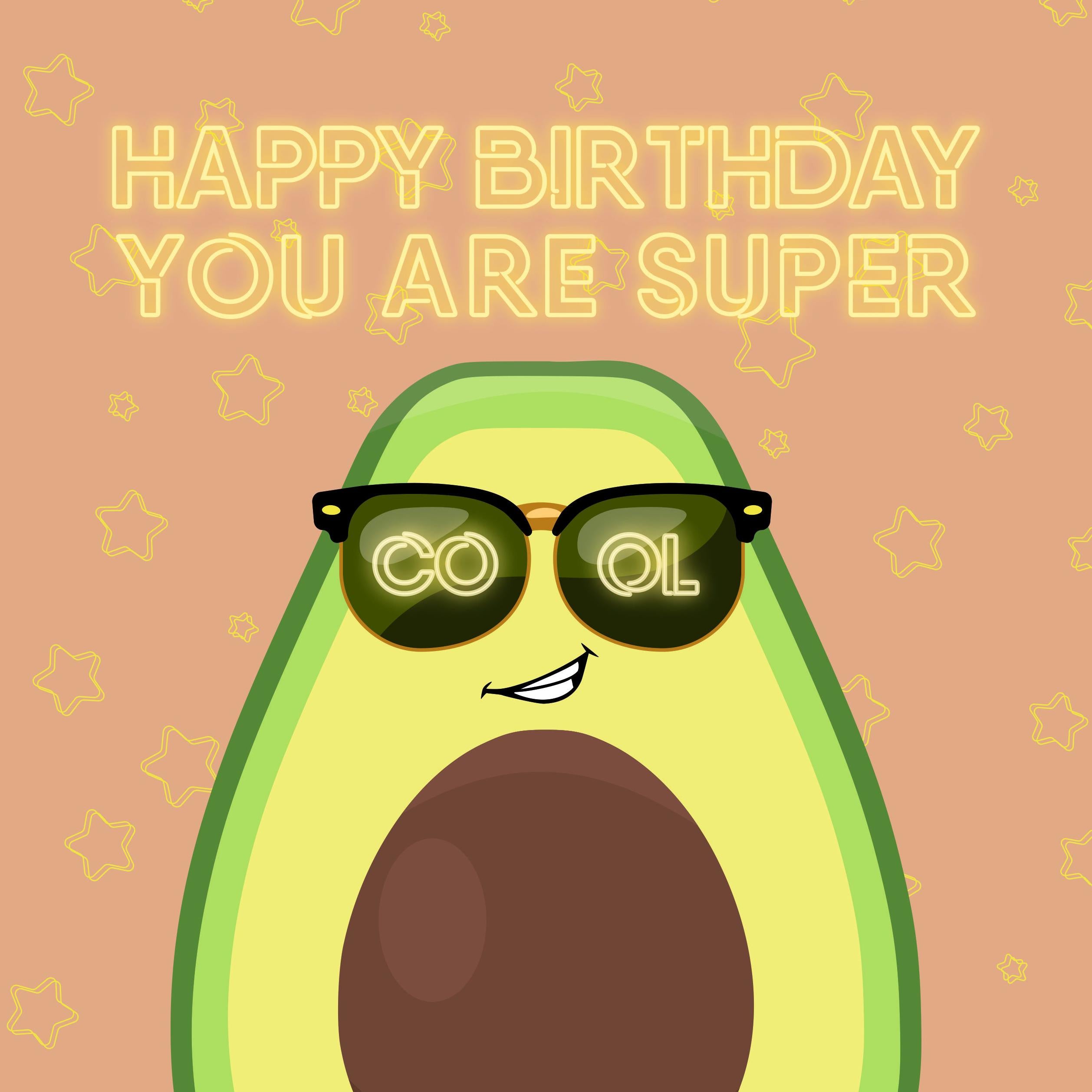 Cool Avocado Birthday Confetti-exploding Greetings Card – Boomf
