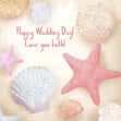 Happy Wedding Day Love You Both Starfish And Shells Confetti-exploding Greetings Card