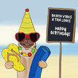 Beach Vibes Happy Birthday Confetti-exploding Greetings Card