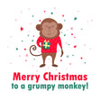 Merry Christmas Grumpy Monkey Confetti-exploding Greetings Card