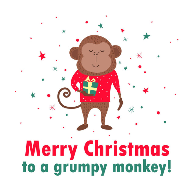 Merry Christmas Grumpy Monkey Confetti-exploding Greetings Card