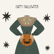 Happy Halloween Headless Lady Holding A Pumpkin Confetti-exploding Greetings Card