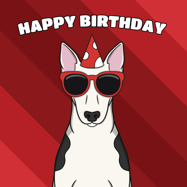 Cool Bull Terrier Dog Birthday Confetti-exploding Greetings Card