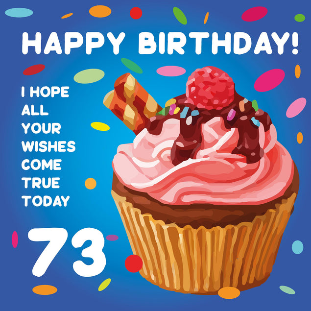 Sweet Cupcake Happy 73rd Birthday Confetti-exploding Greetings Card