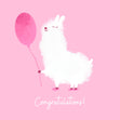 Fluffy Alpaca On A Pink Background Congratulations Confetti-exploding Greetings Card