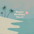 Happy Birthday Niece Tropical View Blue Confetti-exploding Greetings Card