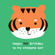 Cute Little Tiger Happy 5th Birthday Son Confetti-exploding Greetings Card