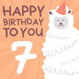 Cute Smiling Alpaca Happy 7th Birthday Confetti-exploding Greetings Card