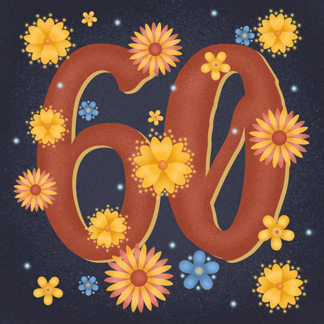 Night Flowers Happy 60th Birthday Confetti-exploding Greetings Card
