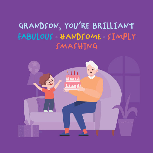 Brilliant Grandson Happy Birthday Confetti-exploding Greetings Card