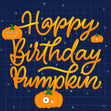 Blue Checkered Background Happy Birthday Pumpkin Confetti-exploding Greetings Card