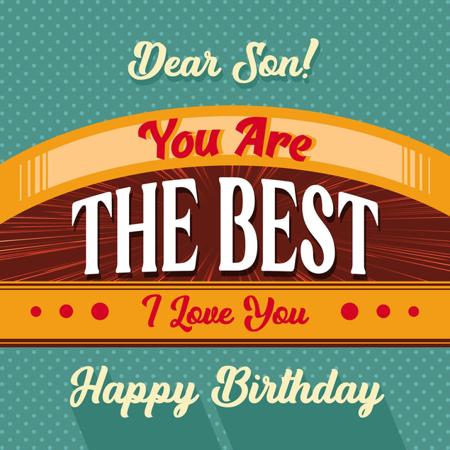 Vintage Poster Happy Birthday Son Confetti-exploding Greetings Card