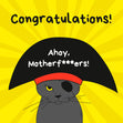 Congratulations Smirking Pirate Cat Confetti-exploding Greetings Card