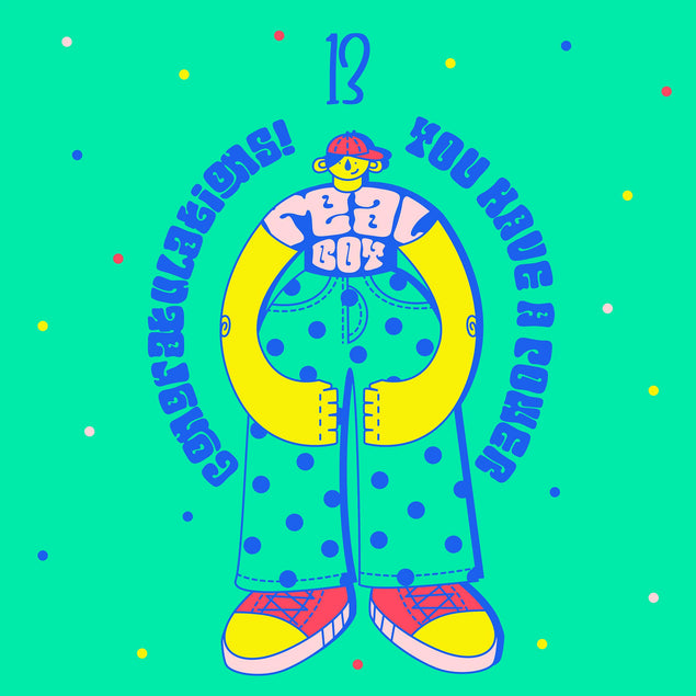 Real Boy Congratulations Happy 13th Birthday Confetti-exploding Greetings Card