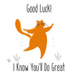 Good Luck! Orange Cat Confetti-exploding Greetings Card